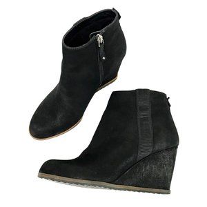 Linea Paola Black Platform Wedge Heel Ankle Boots Size 7